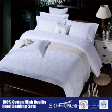 100% coton 60 s satin jacquard blanc draps d&#39;hôtel draps literie de luxe